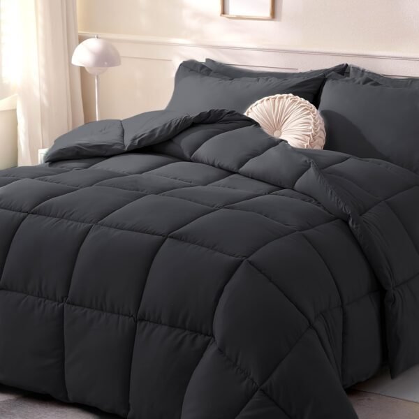 1pc Black Comforter Duvet Insert - Quilted Comforters, All Season Duvet, Polyester Filling (200cm x 200cm)