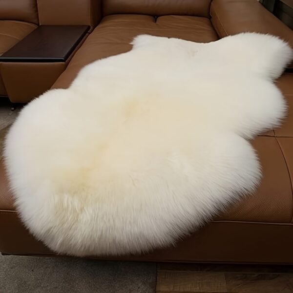 Wool Area Rug 100% Genuine Sheepskin, Irregular Solid Color Fluffy Lightweight, Medium Pile, Machine Made for Room, Bedroom