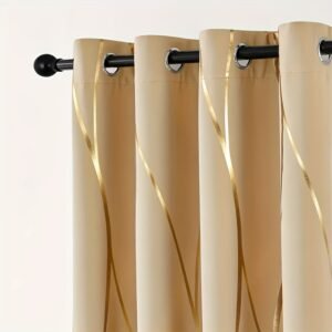 Double-Sided Light-Blocking and Heat-Insulating Blackout Curtain with Grommets and Punched Holes