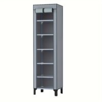 OUMYJIA Black Freestanding Wardrobe, Multi-Functional Storage Organizer, Moisture-Proof Dustproof Fabric, Easy Assembly, Home Storage Cabinet, Metal Frame