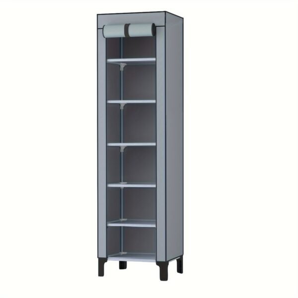 OUMYJIA Black Freestanding Wardrobe, Multi-Functional Storage Organizer, Moisture-Proof Dustproof Fabric, Easy Assembly, Home Storage Cabinet, Metal Frame