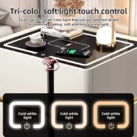 Unique Furniture, Solid Wood Smart Bedside Table, Minimalist Modern Bedroom Cabinet with Combination Lock, Storage Floor-Standing Bedside Table