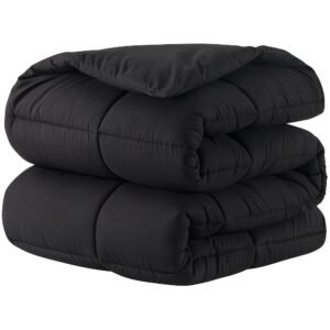 1pc Black Comforter Duvet Insert - Quilted Comforters, All Season Duvet, Polyester Filling (200cm x 200cm)