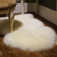 Wool Area Rug 100% Genuine Sheepskin, Irregular Solid Color Fluffy Lightweight, Medium Pile, Machine Made for Room, Bedroom