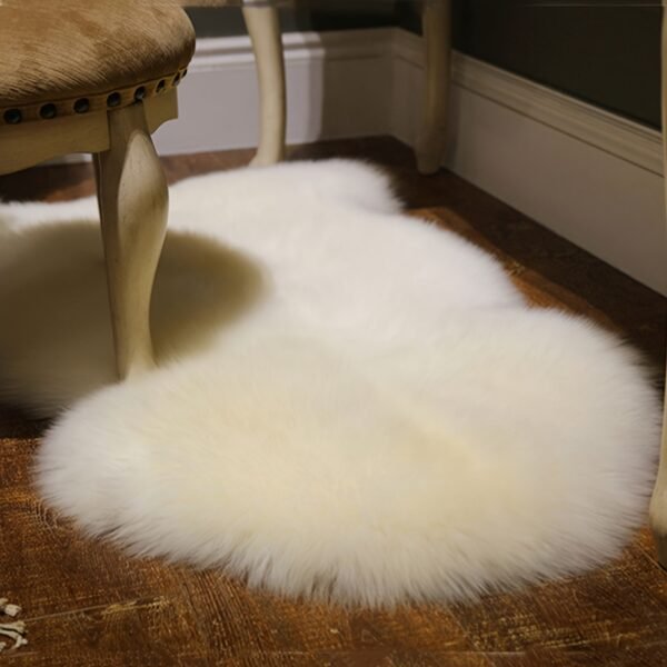 Wool Area Rug 100% Genuine Sheepskin, Irregular Solid Color Fluffy Lightweight, Medium Pile, Machine Made for Room, Bedroom