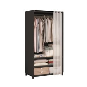 1pc Clothes Storage Wardrobe Easy to Assemble, Wardrobe Storage System, Reinforced Metal Frame