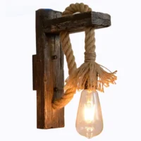 Industrial Wall Sconce, Vintage Metal Wood Light, Rustic Farmhouse Black Wall Lamp for Dining Room Bedroom Indoor