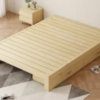 Tatami Bed Frame Solid Wood Bed Factory Direct Sales Single Bed Rental Room Without Headboard Modern Simple Double 1.5 Meters