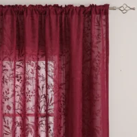 Red Wine Color Small Grass Retro Style Lace Curtains for Summer Living Room And Bedroom Decorative Window Treatments