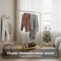 Rolling Clothes Rack with Shelf Easy to Move Wheeled Clothes Rail with Shelf On Casters Minimalist Design for Homeowners