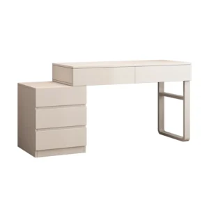 Modern White Wood Makeup Vanity Table with Drawers & 5 Storage Drawers