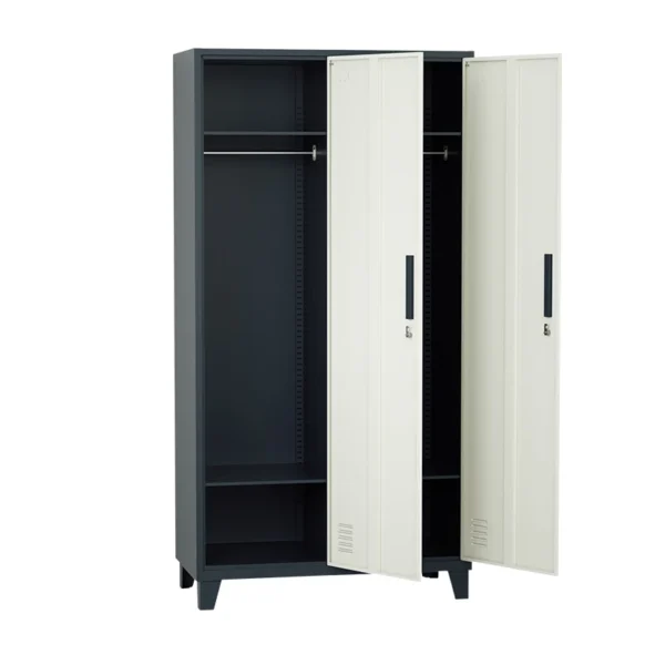2 Door Storage Clothes Locker Bedroom Cupboard Steel Home Wardrobe Gym Storage Lockers