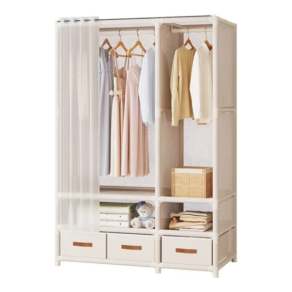 S80e2efdb52e7423182ede61d4712992eC.webp Wardrobe floor-to-ceiling small apartment bedroom household strong and durable hanging clothes rack