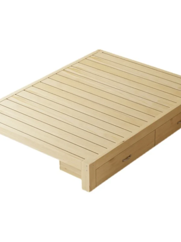 Tatami Bed Frame Solid Wood Bed Factory Direct Sales Single Bed Rental Room Without Headboard Modern Simple Double 1.5 Meters