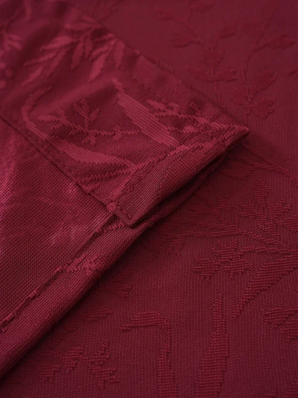 Red Wine Color Small Grass Retro Style Lace Curtains for Summer Living Room And Bedroom Decorative Window Treatments