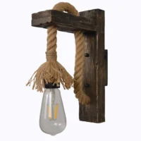 Industrial Wall Sconce, Vintage Metal Wood Light, Rustic Farmhouse Black Wall Lamp for Dining Room Bedroom Indoor