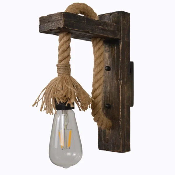 Industrial Wall Sconce, Vintage Metal Wood Light, Rustic Farmhouse Black Wall Lamp for Dining Room Bedroom Indoor