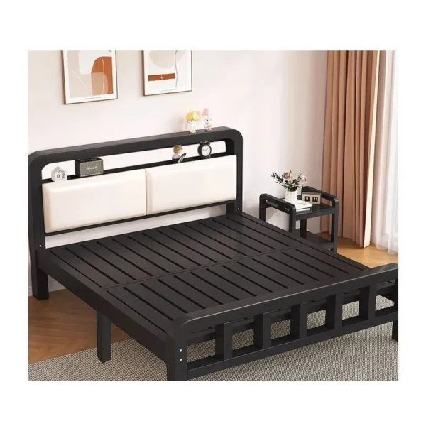 Reinforced Wrought Iron Bed Frame with Metal Slat Support – Super Single (120×200cm)