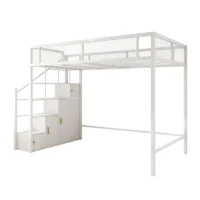 Modern Metal Loft Bed Frame with Elevated Design for Bedroom Use – Super Single (120×200cm)