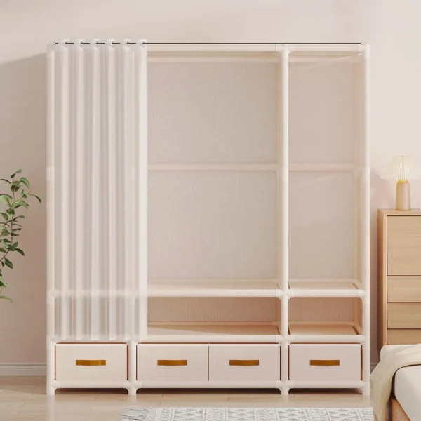 Sef05eb1b57e9489290c86413a5c644beK.webp Wardrobe floor-to-ceiling small apartment bedroom household strong and durable hanging clothes rack