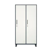 2 Door Storage Clothes Locker Bedroom Cupboard Steel Home Wardrobe Gym Storage Lockers
