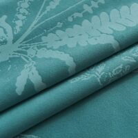 Soft Velvet Curtain, Grommet Top Curtain Green Plants Heat Insulation Blackout Curtains
