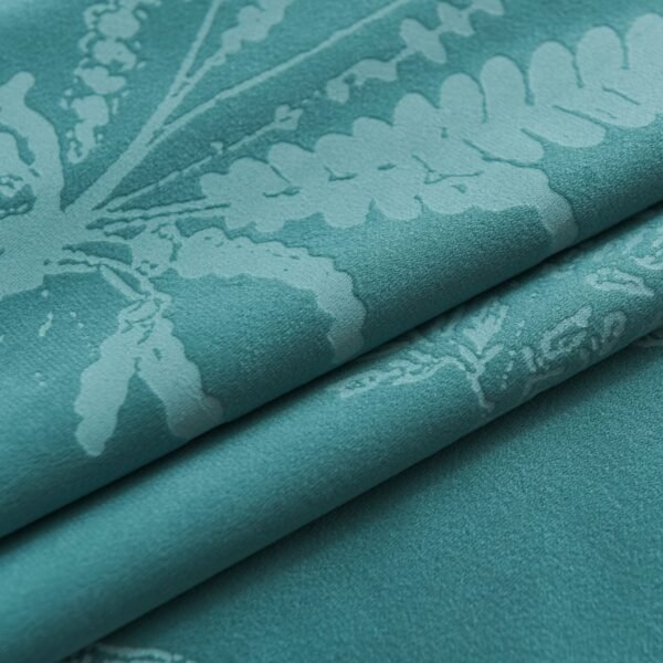 Soft Velvet Curtain, Grommet Top Curtain Green Plants Heat Insulation Blackout Curtains