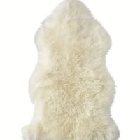 Wool Area Rug 100% Genuine Sheepskin, Irregular Solid Color Fluffy Lightweight, Medium Pile, Machine Made for Room, Bedroom