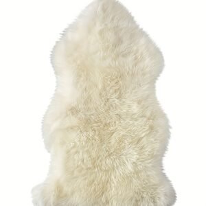 Wool Area Rug 100% Genuine Sheepskin, Irregular Solid Color Fluffy Lightweight, Medium Pile, Machine Made for Room, Bedroom