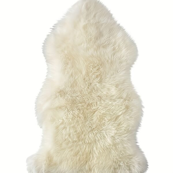Wool Area Rug 100% Genuine Sheepskin, Irregular Solid Color Fluffy Lightweight, Medium Pile, Machine Made for Room, Bedroom