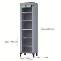 OUMYJIA Black Freestanding Wardrobe, Multi-Functional Storage Organizer, Moisture-Proof Dustproof Fabric, Easy Assembly, Home Storage Cabinet, Metal Frame