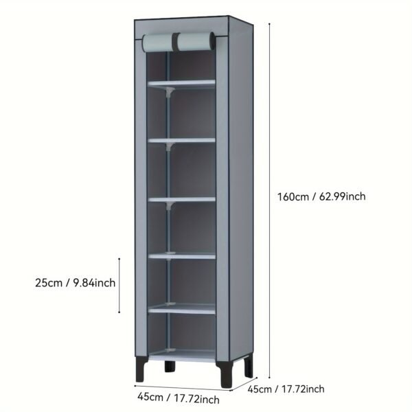 OUMYJIA Black Freestanding Wardrobe, Multi-Functional Storage Organizer, Moisture-Proof Dustproof Fabric, Easy Assembly, Home Storage Cabinet, Metal Frame
