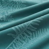 Soft Velvet Curtain, Grommet Top Curtain Green Plants Heat Insulation Blackout Curtains
