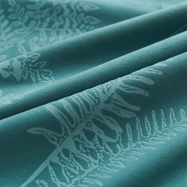 Soft Velvet Curtain, Grommet Top Curtain Green Plants Heat Insulation Blackout Curtains