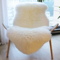 Wool Area Rug 100% Genuine Sheepskin, Irregular Solid Color Fluffy Lightweight, Medium Pile, Machine Made for Room, Bedroom