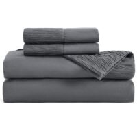 Luxury Hotel Sheet Set | Ultra-Soft Polyester, 40.64cm Deep Pockets, Fabric with Stripe Pattern, Assorted Color - Twin (4pcs)