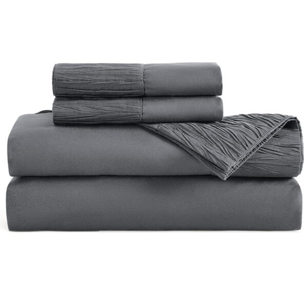 Luxury Hotel Sheet Set | Ultra-Soft Polyester, 40.64cm Deep Pockets, Fabric with Stripe Pattern, Assorted Color - Twin (4pcs)